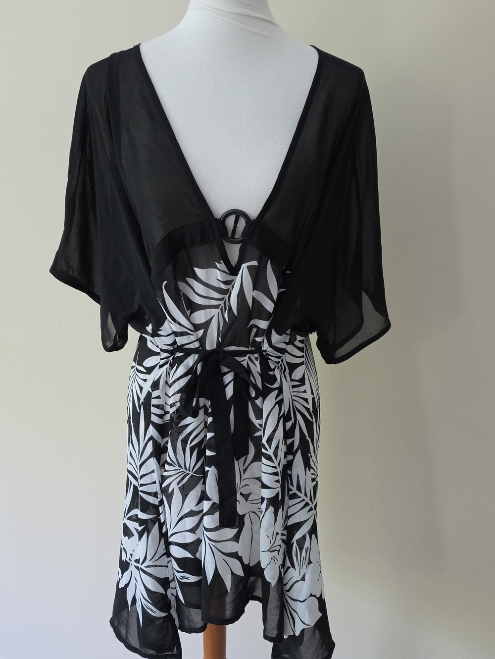 Jessica London Black & White Floral Cover Up